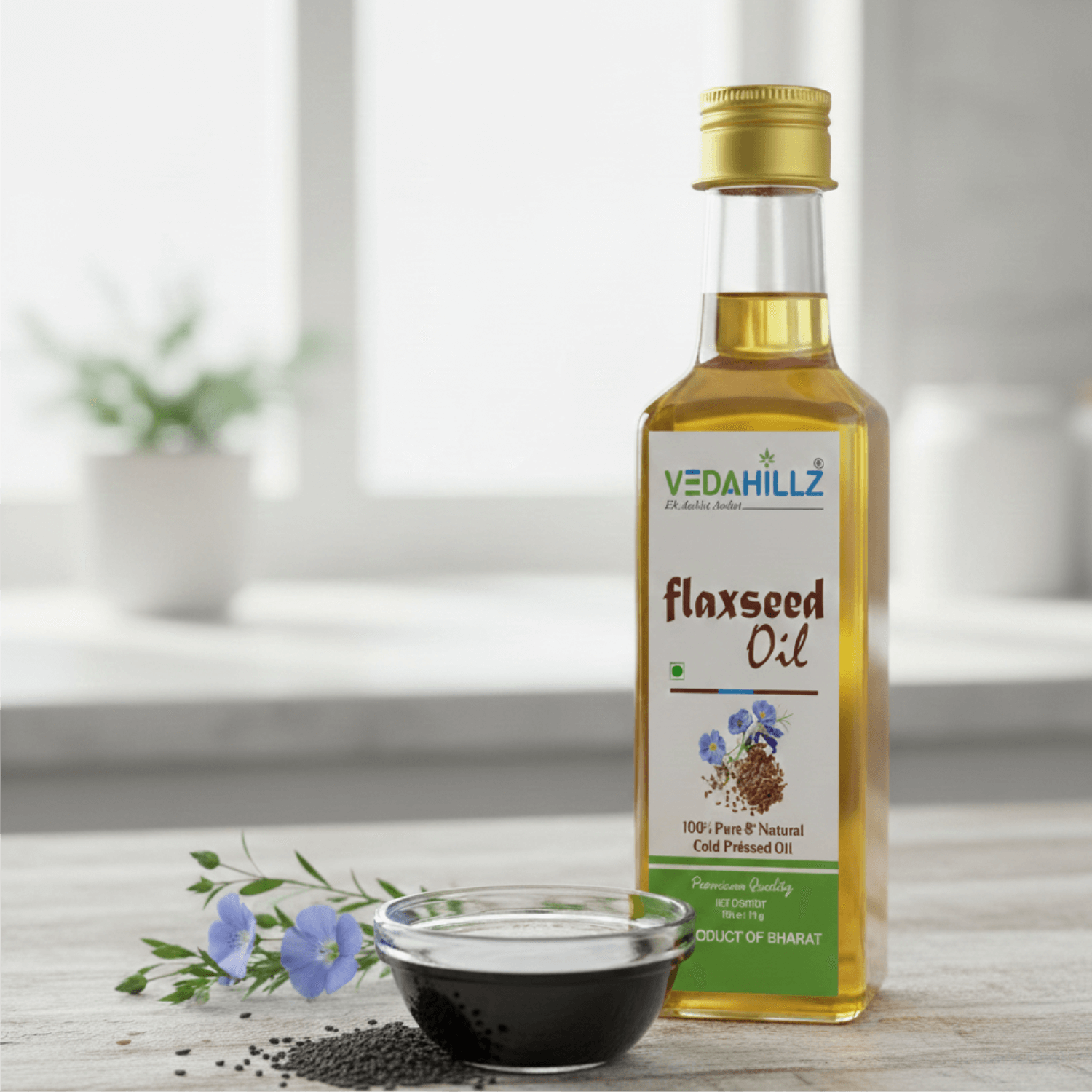 Vedahillz Cold Pressed Flaxseed Oil Sourced from Premium Natural Seeds