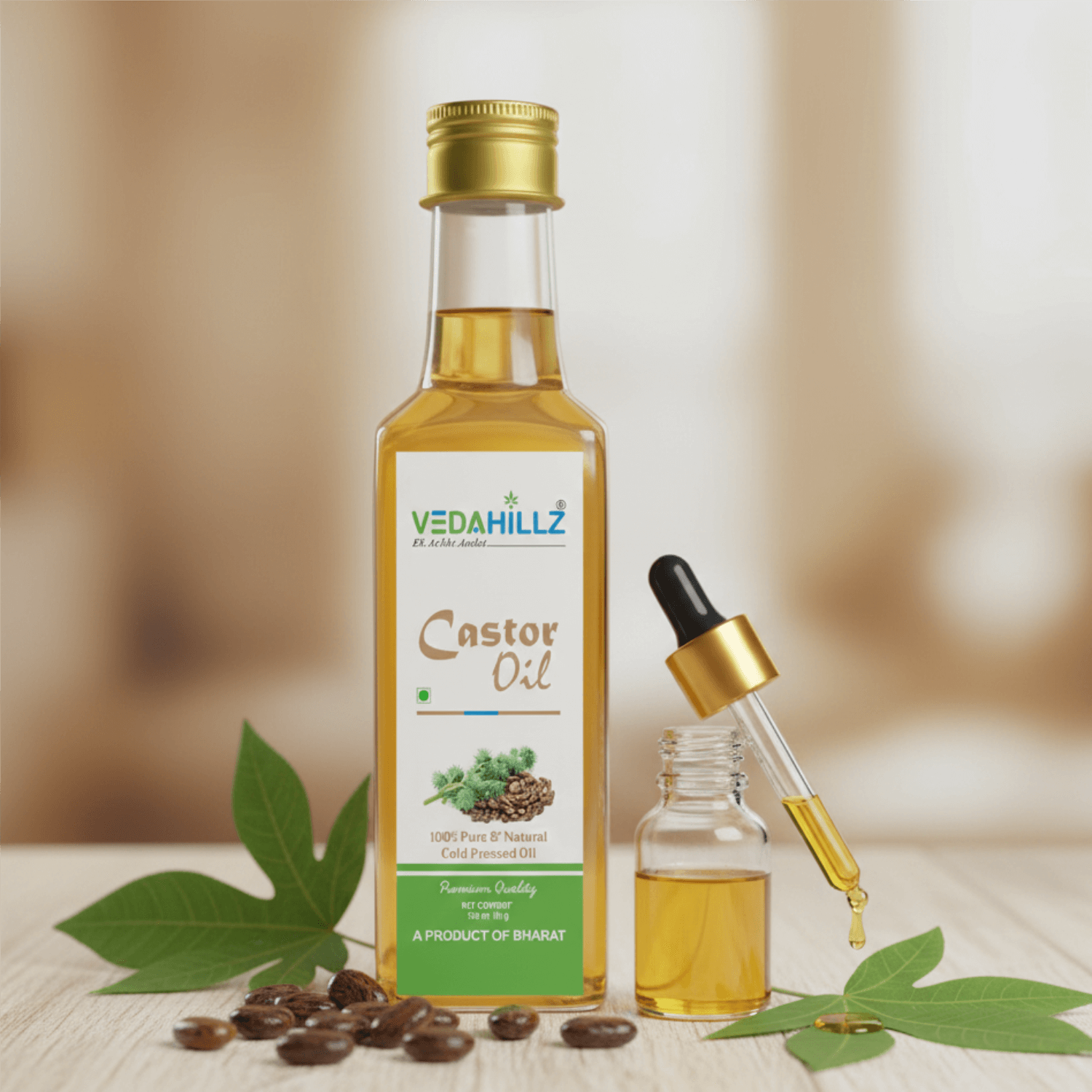 Vedahillz Cold Pressed Castor Oil Sourced from Premium Natural Seeds