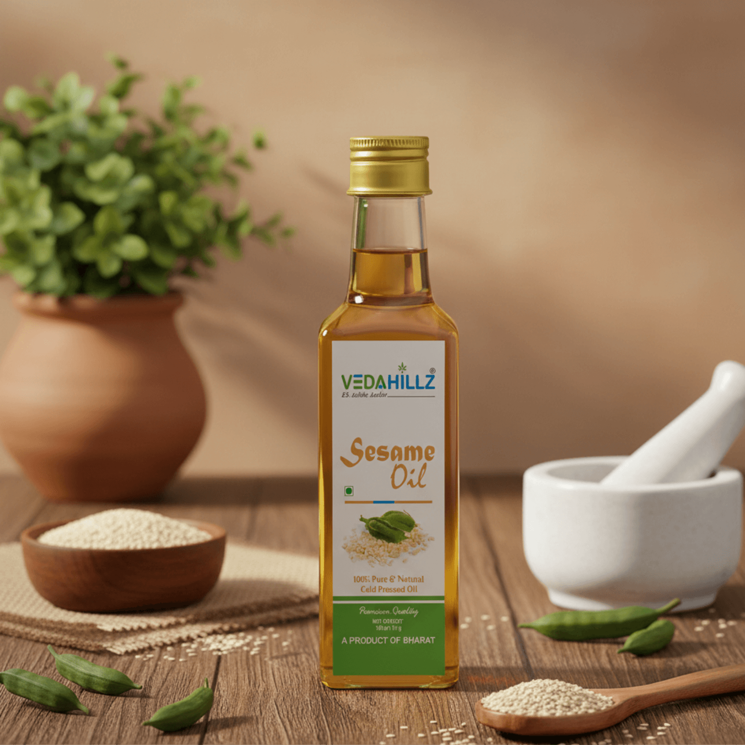 Vedahillz Cold Pressed Sesame Oil Sourced from Premium Natural Seeds