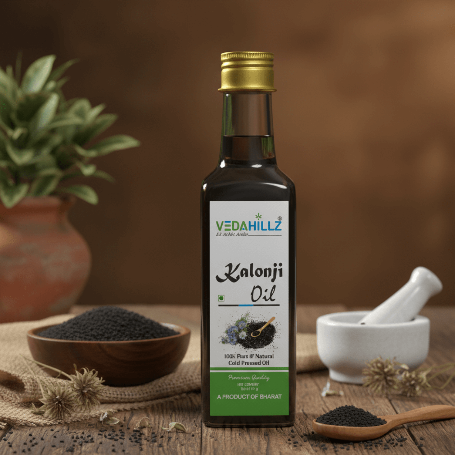 Vedahillz Cold Pressed Kalonji Oil Sourced from Premium Natural Seeds