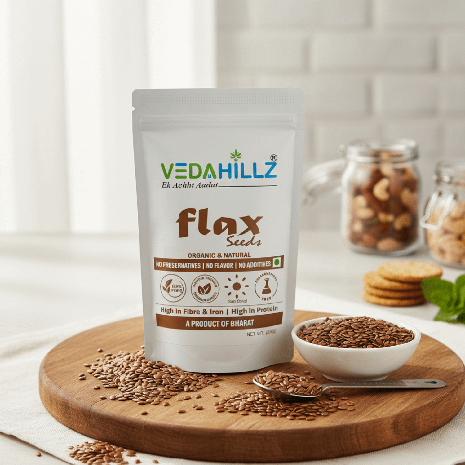 Vedahillz Flax Seeds for Holistic Health Made from Fresh Handpicked Flax Seeds
