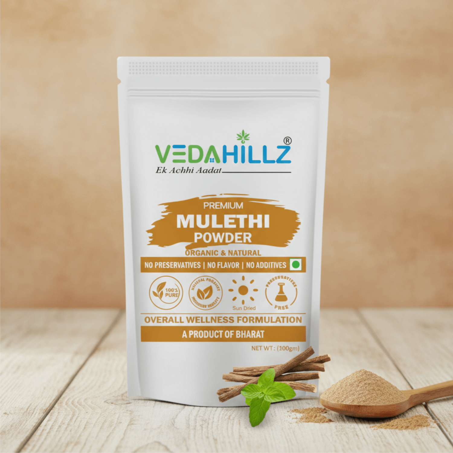 Vedahillz Mulethi Powder Made from Carefully Selected Licorice Roots