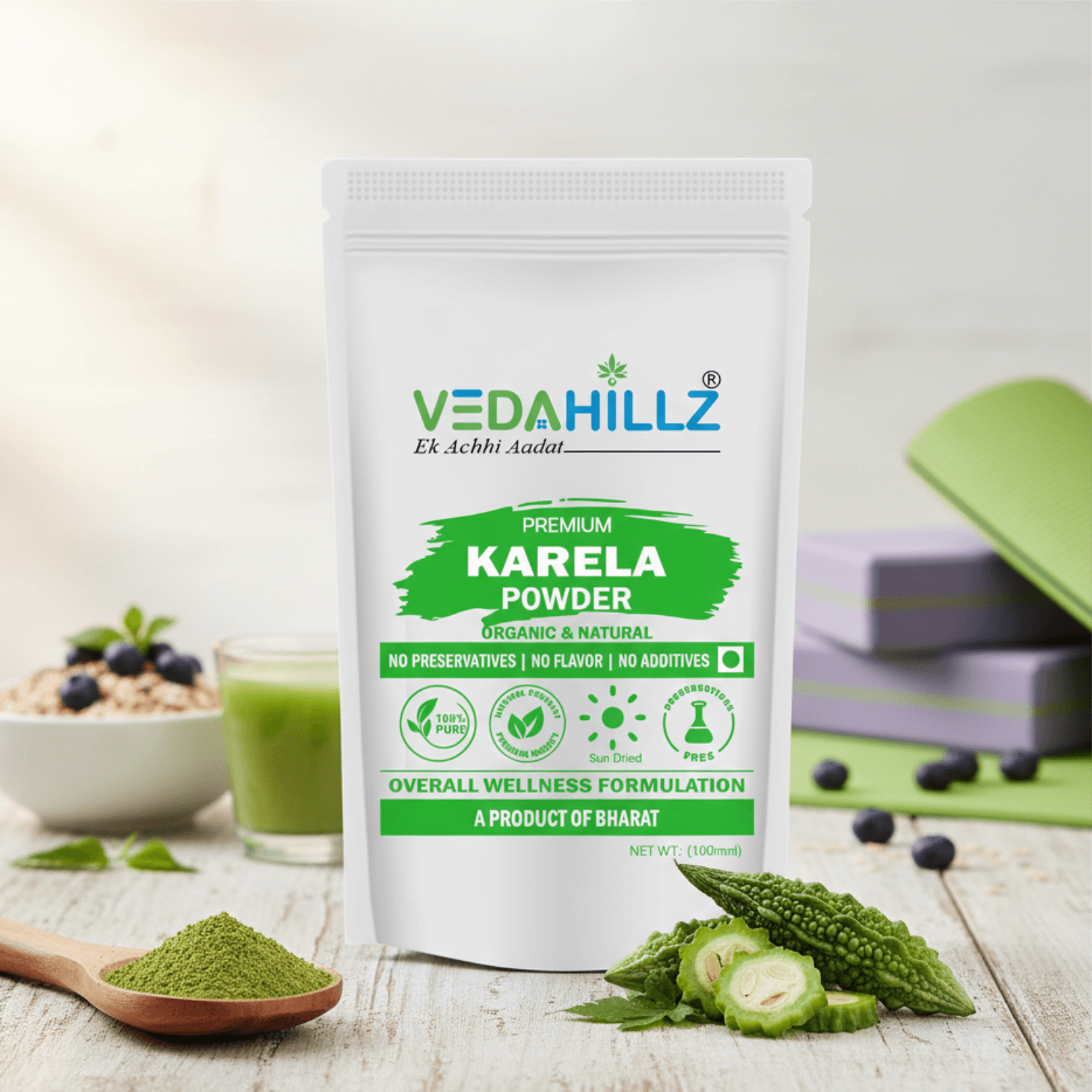 Vedahillz Premium Karela Powder Made from Sun-Dried Natural Karela Fruits