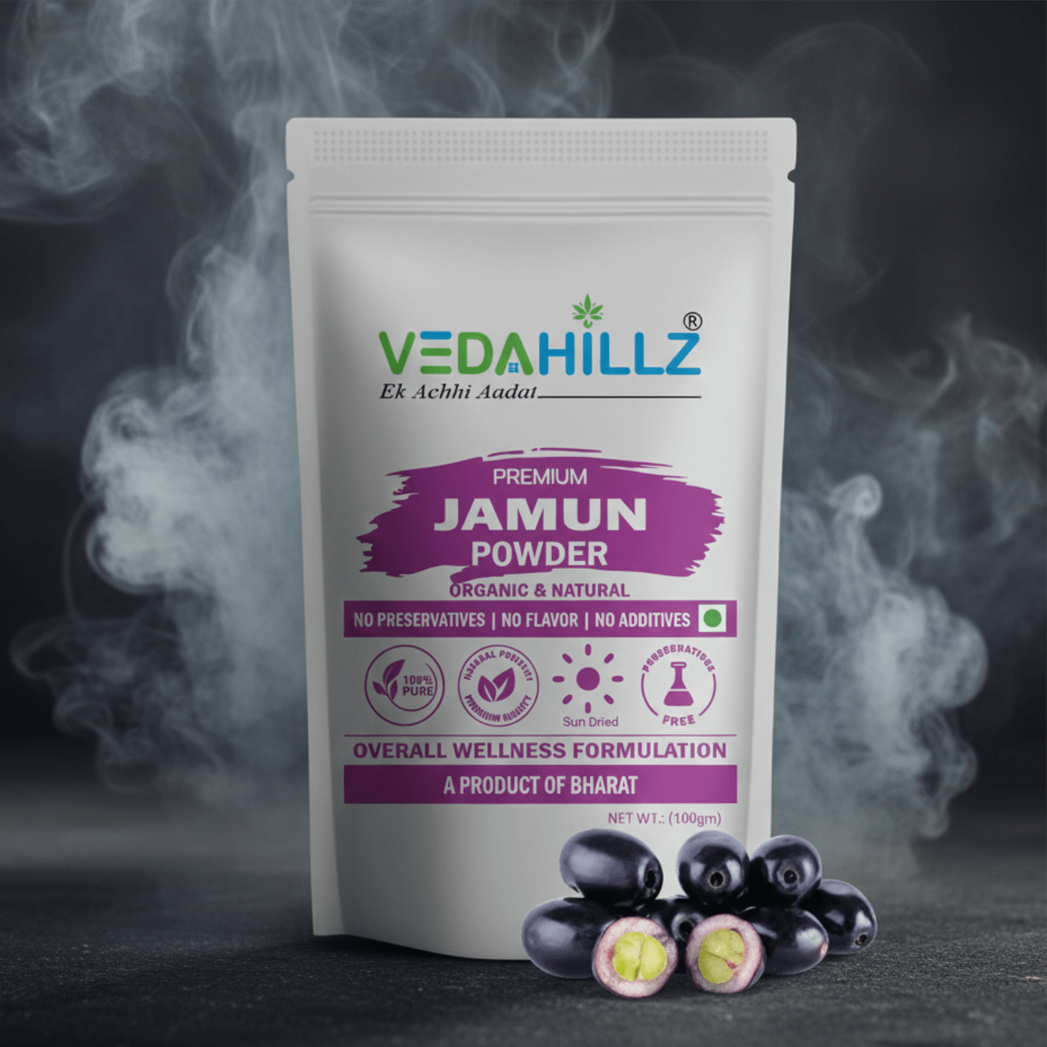 Vedahillz Herbal Jamun Powder Made from Carefully Selected Jamun Fruit