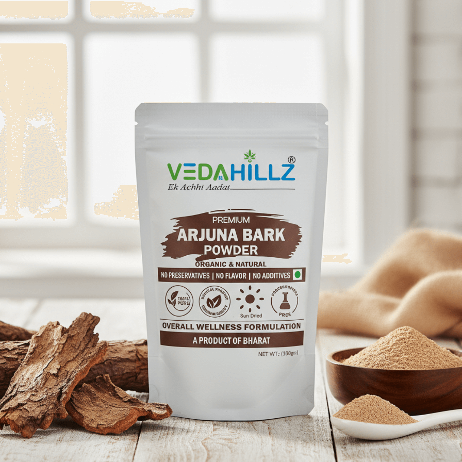 Vedahillz Arjuna Bark Powder Made from Natural Arjuna Tree Bark