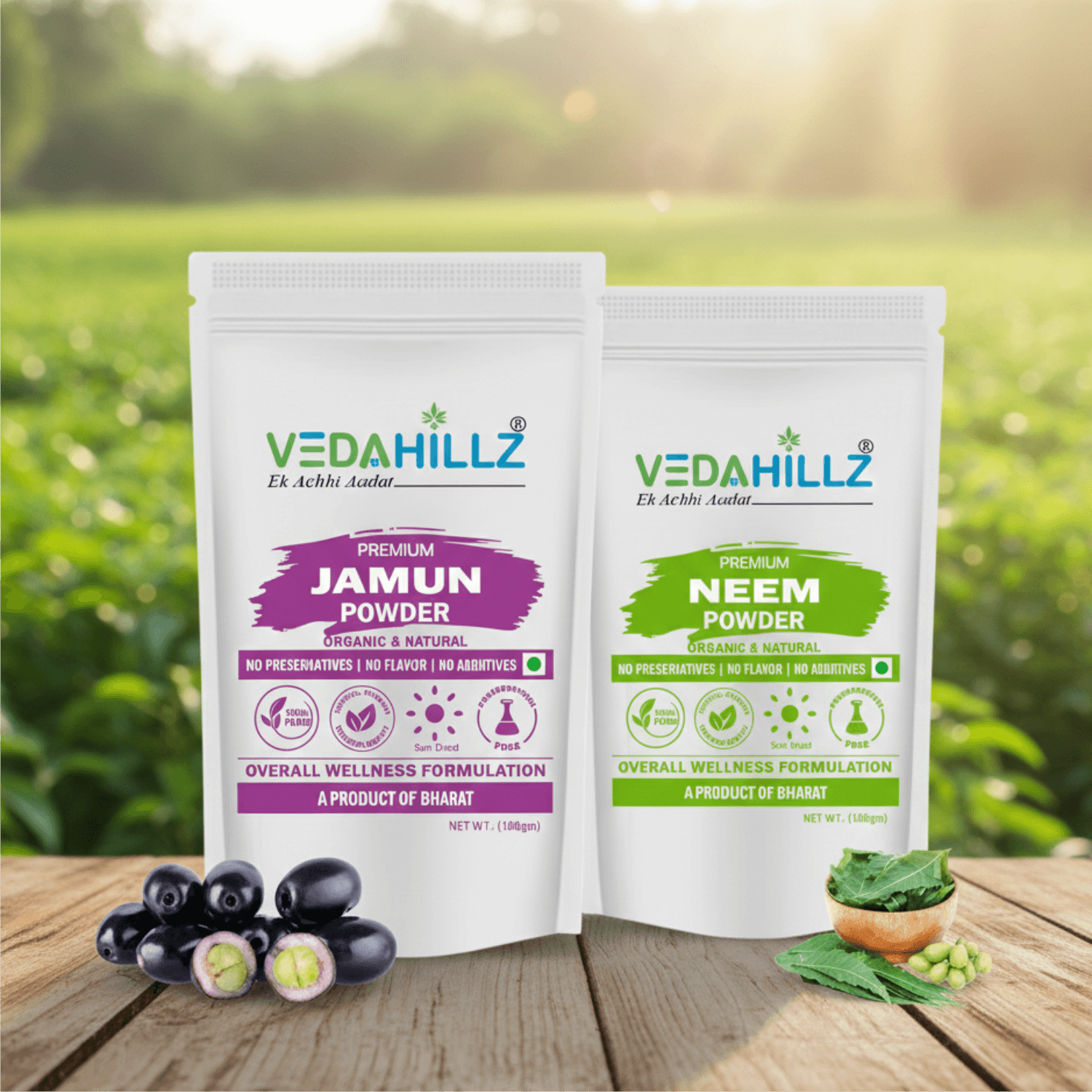 Natural Jamun & Neem Powder Combo – Ayurvedic Support for Blood Sugar, Skin & Detox