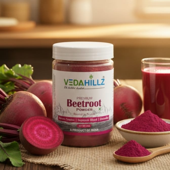 Vedahillz Beetroot Powder for Holistic Health and Vitality Made from Fresh Handpicked Beetroots