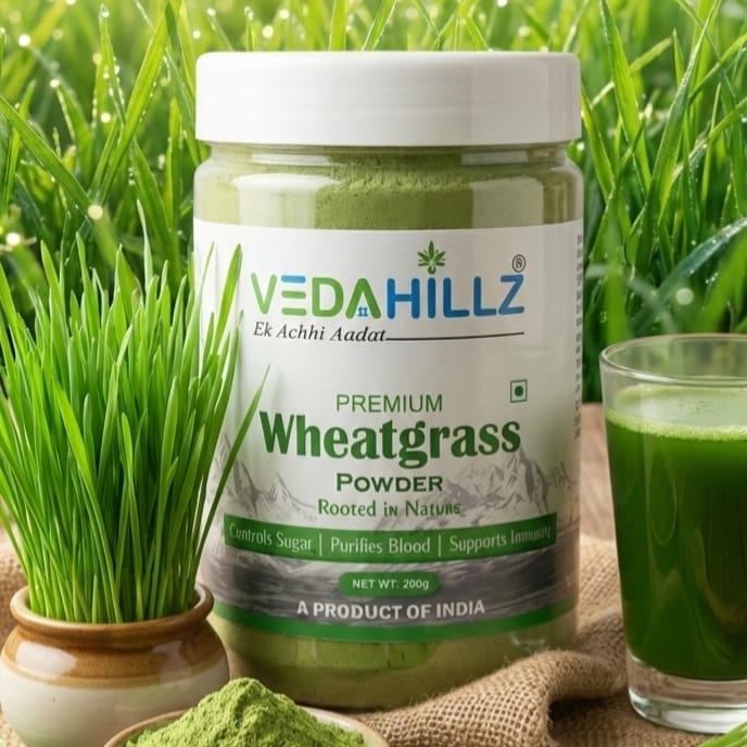 Vedahillz WheatGrass Powder for Daily Detox and Vitality Made from Handpicked Wheatgrass