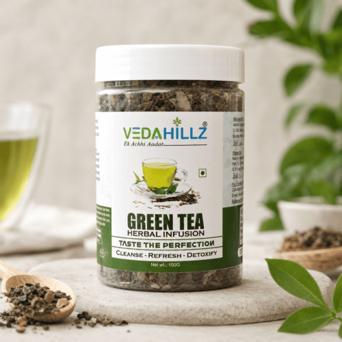 Vedahillz Green Tea Herbal Infusion for Detox, Refreshment and Daily Wellness Made from Premium Natural Ingredients