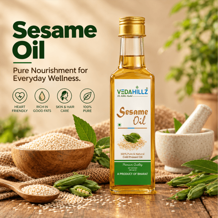 Vedahillz Cold Pressed Sesame Oil Sourced from Premium Natural Seeds