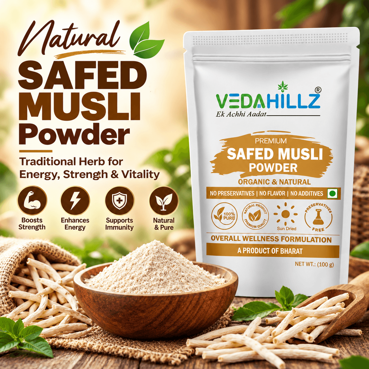 Vedahillz Safed Musli Powder | Safed Musli Churna